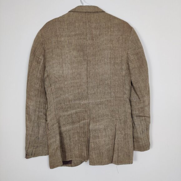 Men's J. Crew Blazer Brown Size 38R 100% Linen Ludlow Herringbone Old Money - Picture 2 of 11
